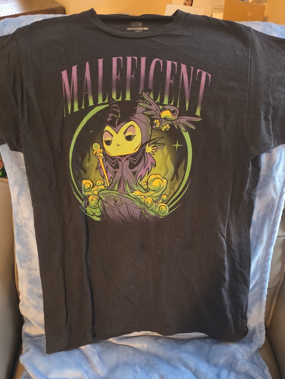 Disney Black Funko Pop Maleficent Graphic Tee with Purple & Green Artwork
